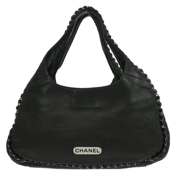 Chanel Black Calfskin Around Chain Hobo Handbag 154254 - Picture 1 of 10